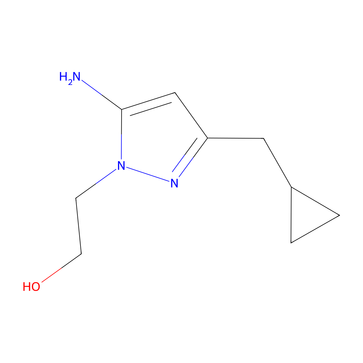 2-(5-Amino-3-(cyclopropylmethyl)-1h-pyrazol-1-yl)ethan-1-ol molecular structure, CAS 1250988-81-8