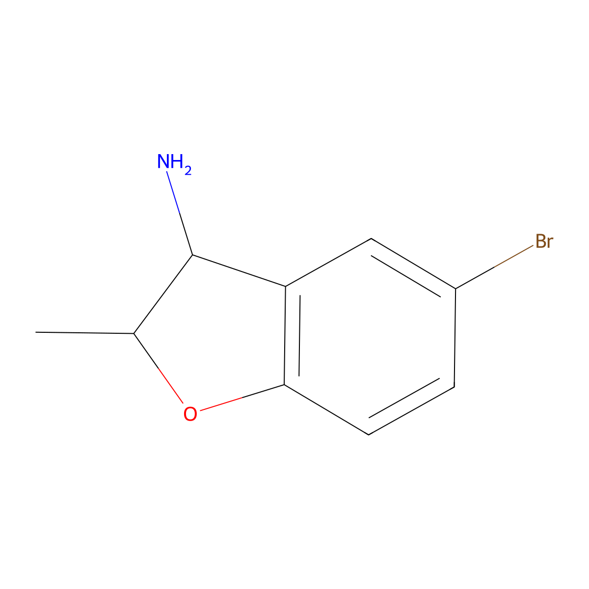 5-Bromo-2-methyl-2,3-dihydro-1-benzofuran-3-amine molecular structure, CAS 1250990-88-5