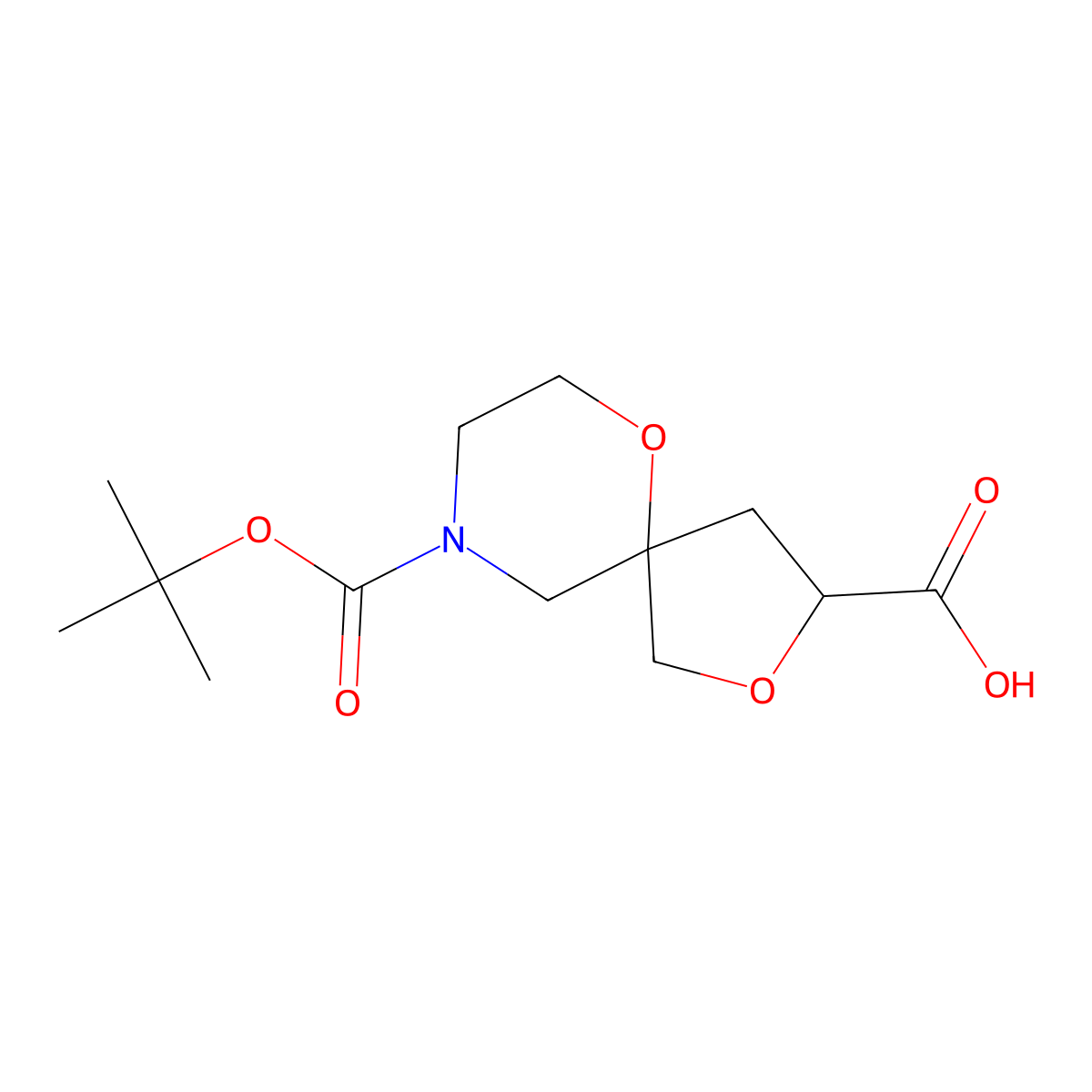 9-(tert-Butoxycarbonyl)-2,6-dioxa-9-azaspiro[4.5]decane-3-carboxylic acid molecular structure, CAS 1250991-42-4