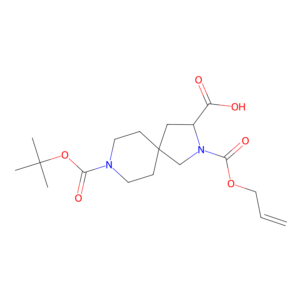 2-((Allyloxy)carbonyl)-8-(tert-butoxycarbonyl)-2,8-diazaspiro[4.5]decane-3-carboxylic acid molecular structure, CAS 1250991-77-5