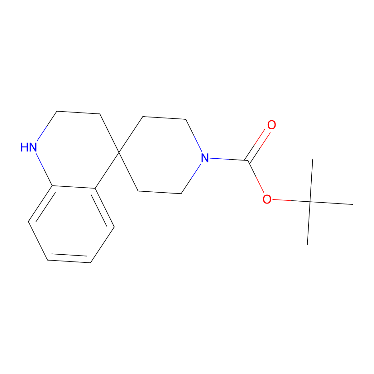 tert-butyl 2',3'-dihydro-1'H-spiro[piperidine-4,4'-quinoline]-1-carboxylate molecular structure, CAS 1250991-90-2