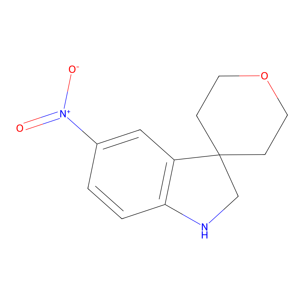 5-Nitro-2',3',5',6'-tetrahydrospiro[indoline-3,4'-pyran] molecular structure, CAS 1250991-93-5