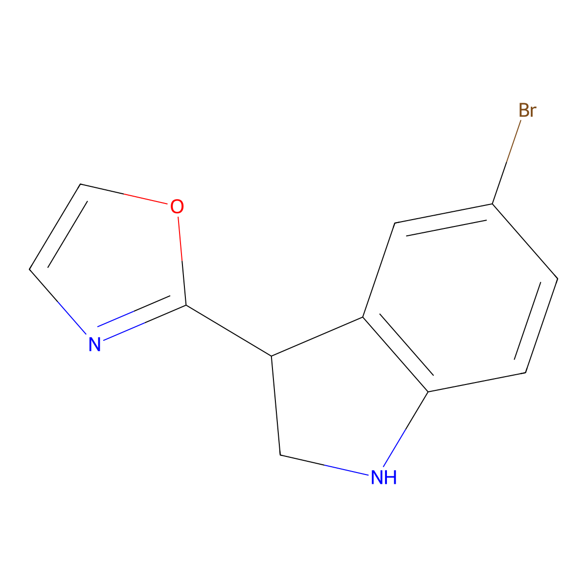 2-(5-Bromoindolin-3-yl)oxazole molecular structure, CAS 1250992-31-4