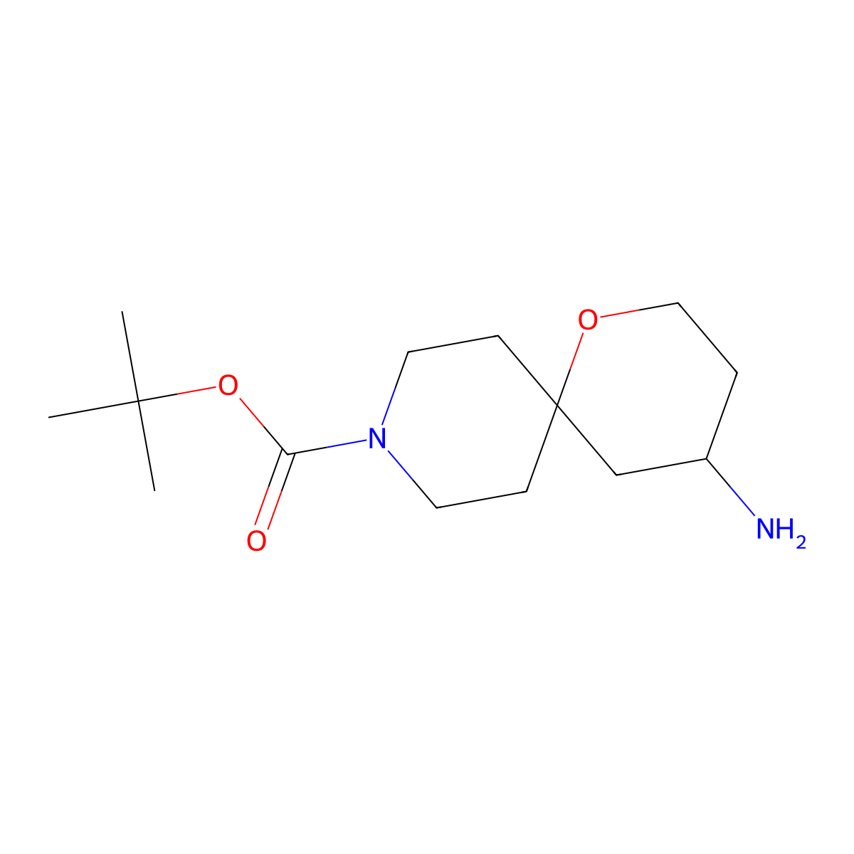 tert-Butyl 4-amino-1-oxa-9-azaspiro[5.5]undecane-9-carboxylate molecular structure, CAS 1250994-52-5