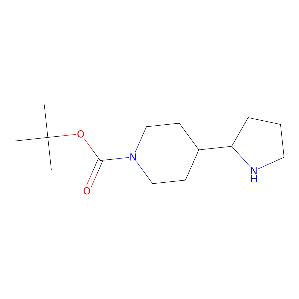Tert-butyl 4-(pyrrolidin-2-yl)piperidine-1-carboxylate molecular structure, CAS 1250995-29-9