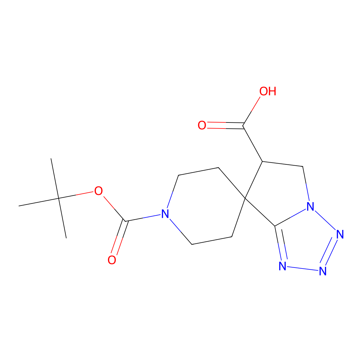 1-(Tert-Butoxycarbonyl)-5,6-Dihydrospiro[Piperidine-4,7-Pyrrolo[1,2-D]Tetrazole]-6-Carboxylic Acid molecular structure, CAS 1250995-82-4