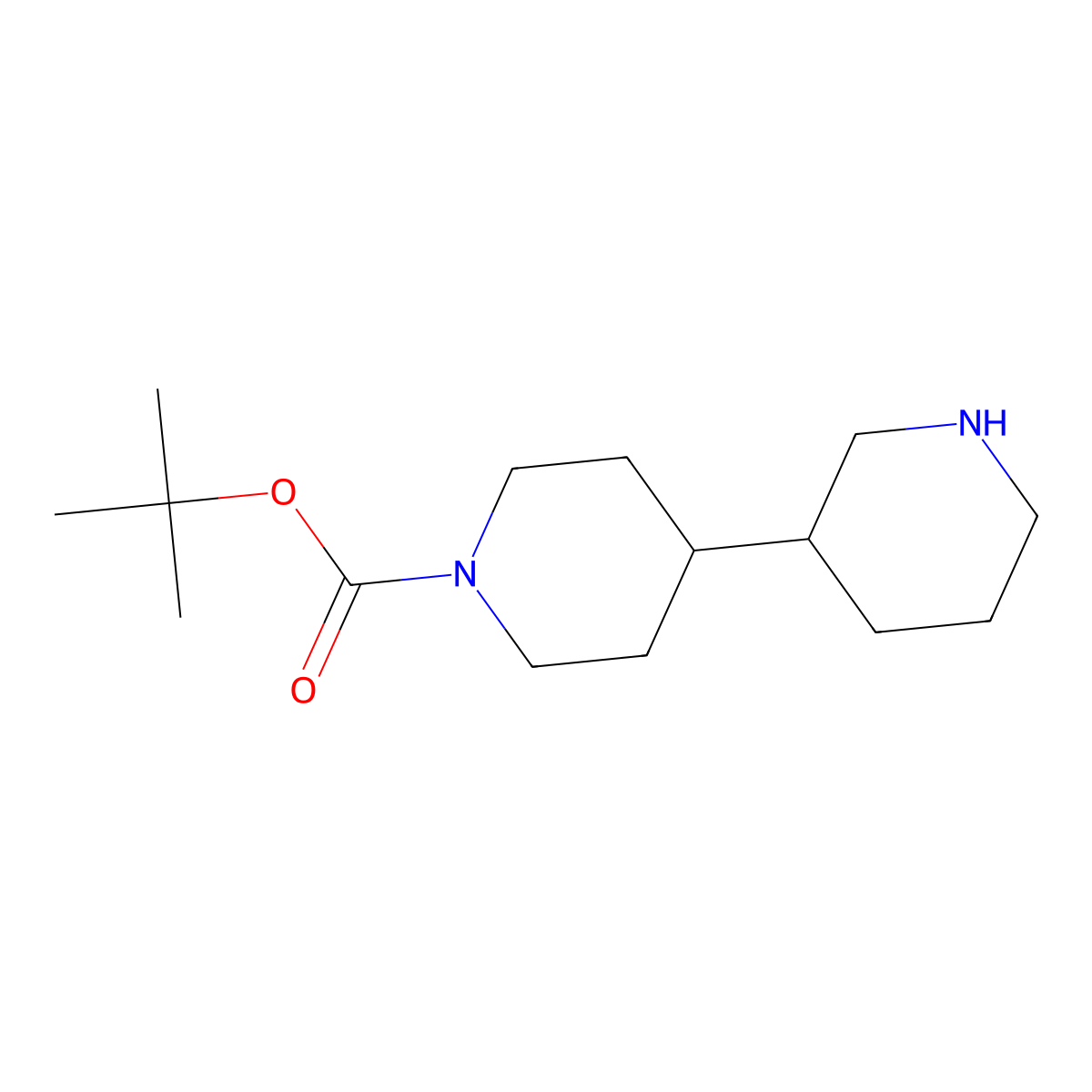Tert-butyl 4-(piperidin-3-yl)piperidine-1-carboxylate molecular structure, CAS 1250996-09-8