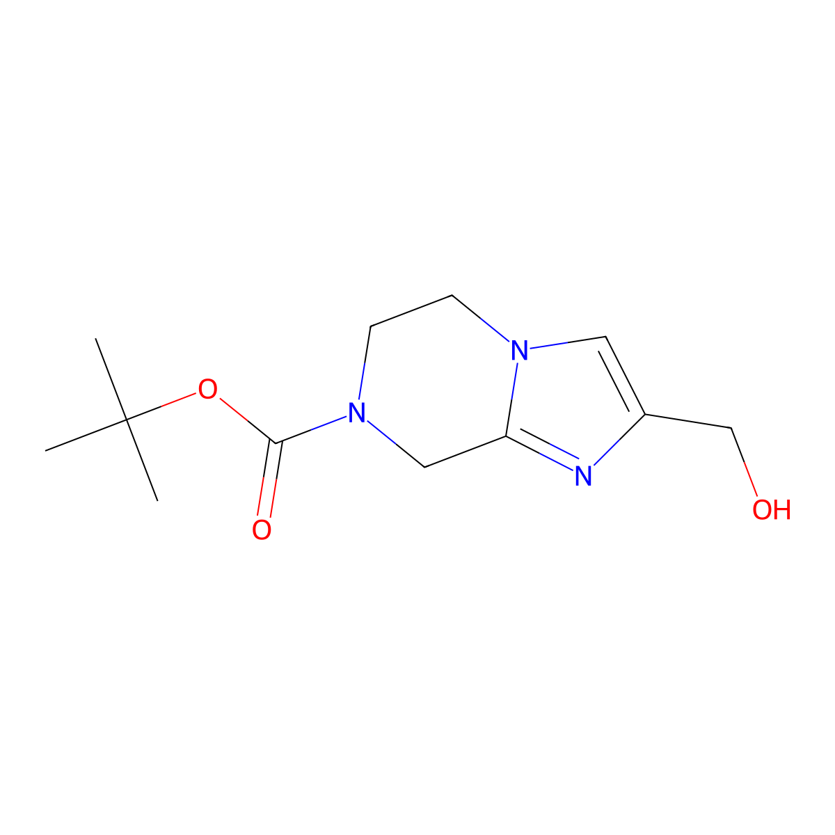 tert-butyl 2-(hydroxymethyl)-5,6-dihydroimidazo[1,2-a]pyrazine-7(8H)-carboxylate molecular structure, CAS 1250996-70-3