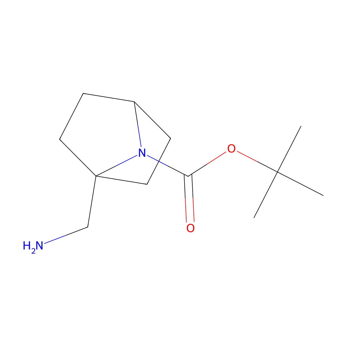 Tert-butyl 1-(aminomethyl)-7-azabicyclo(2.2.1)heptane-7-carboxylate molecular structure, CAS 1250996-81-6