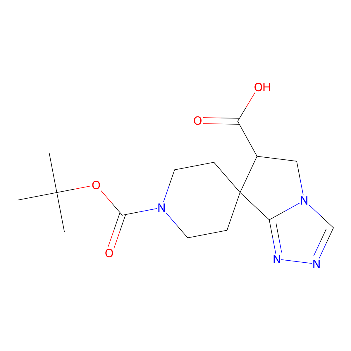 1-(Tert-butoxycarbonyl)-5',6'-dihydrospiro[piperidine-4,7'-pyrrolo[2,1-c][1,2,4]triazole]-6'-carboxylic acid molecular structure, CAS 1250996-85-0