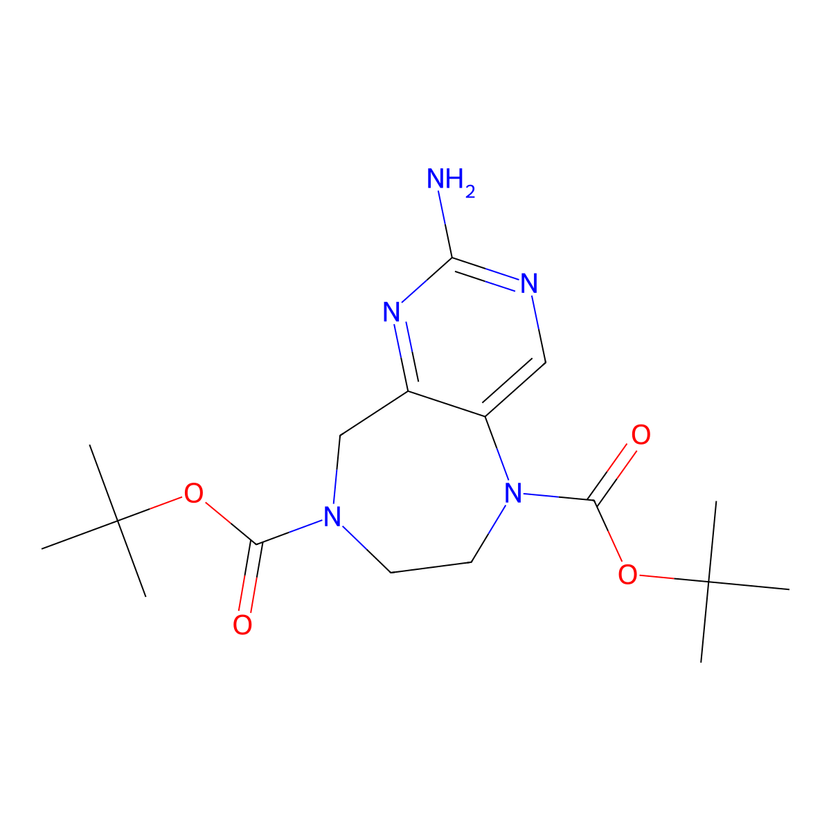 Di-tert-butyl 2-amino-6,7-dihydro-5H-pyrimido[5,4-e][1,4]diazepine-5,8(9H)-dicarboxylate molecular structure, CAS 1250997-39-7
