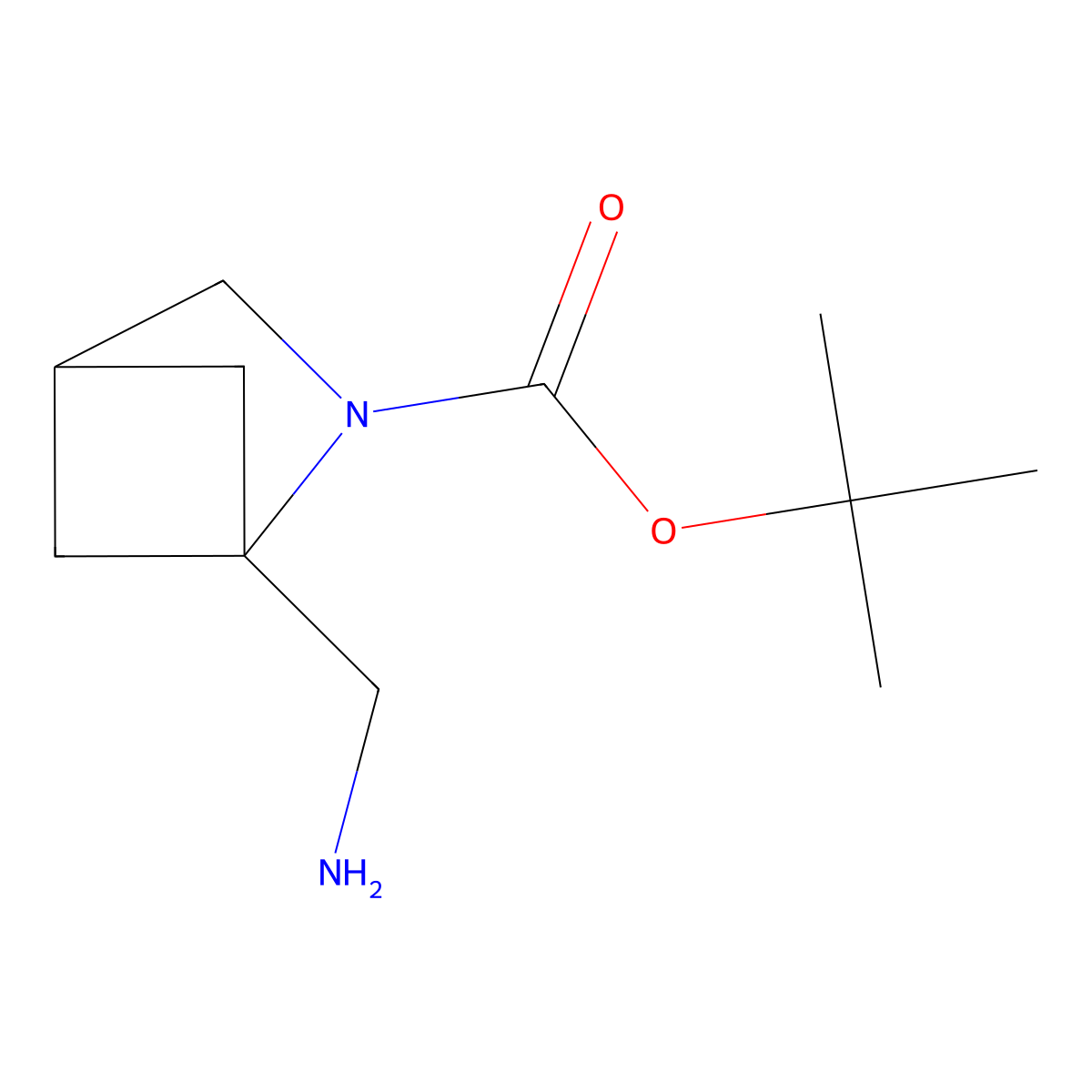 Tert-butyl 1-(aminomethyl)-2-azabicyclo(2.1.1)hexane-2-carboxylate molecular structure, CAS 1250997-62-6