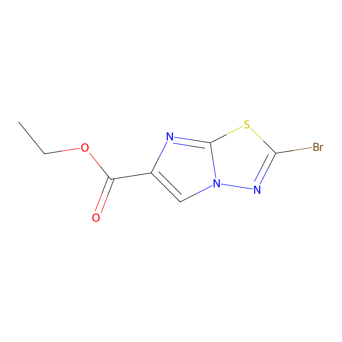 Ethyl 2-bromoimidazo(2,1-b)(1,3,4)thiadiazole-6-carboxylate molecular structure, CAS 1250997-71-7