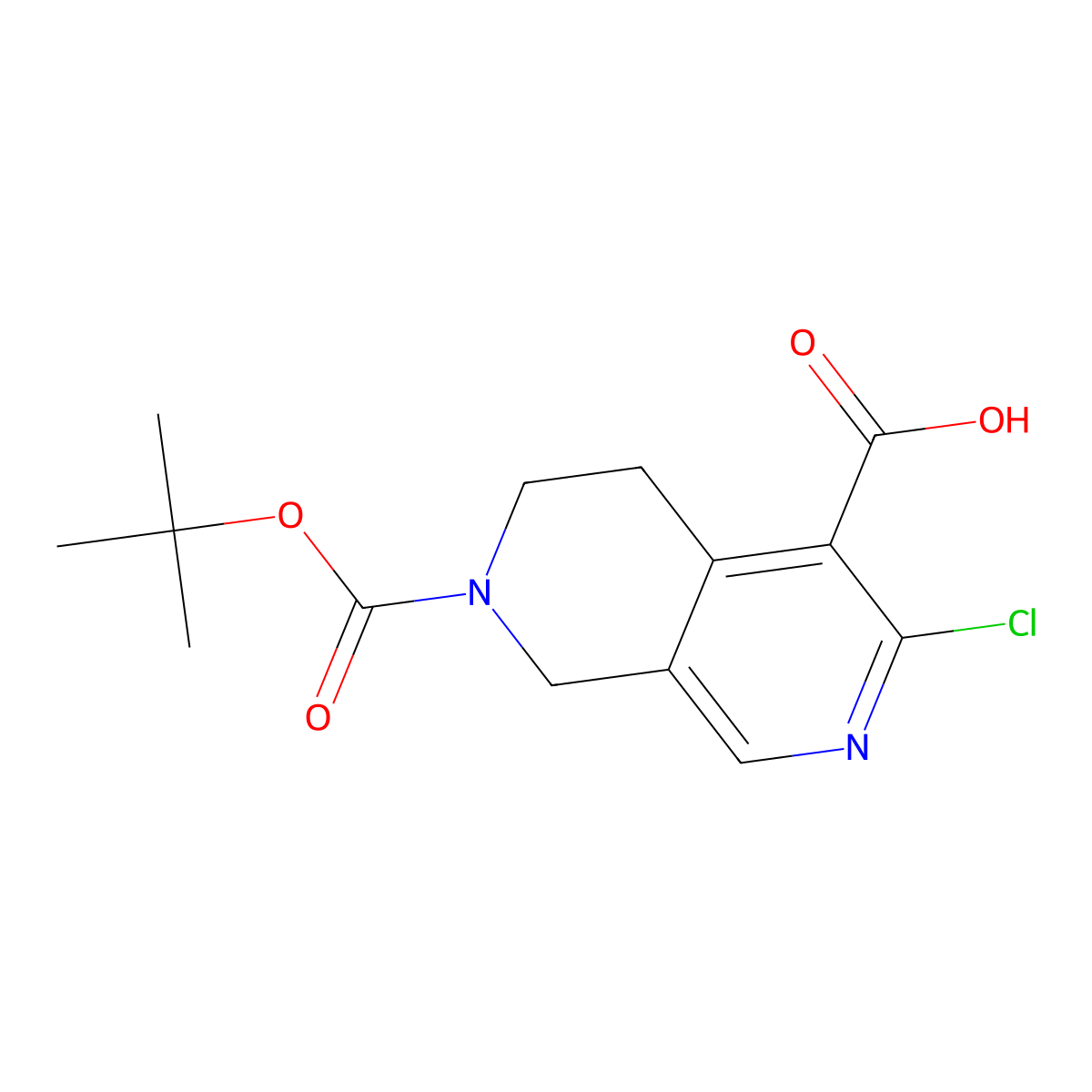 7-(tert-Butoxycarbonyl)-3-chloro-5,6,7,8-tetrahydro-2,7-naphthyridine-4-carboxylic acid molecular structure, CAS 1250998-50-5