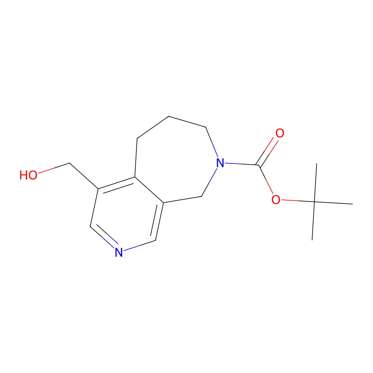tert-Butyl 4-(hydroxymethyl)-6,7-dihydro-5H-pyrido[3,4-c]azepine-8(9H)-carboxylate molecular structure, CAS 1250998-82-3