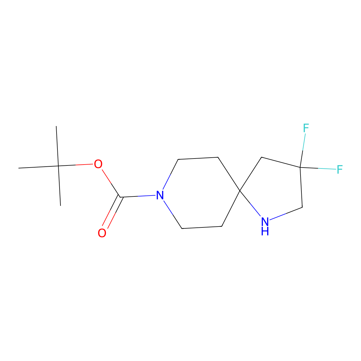 tert-Butyl 3,3-difluoro-1,8-diazaspiro[4.5]decane-8-carboxylate molecular structure, CAS 1250999-05-3