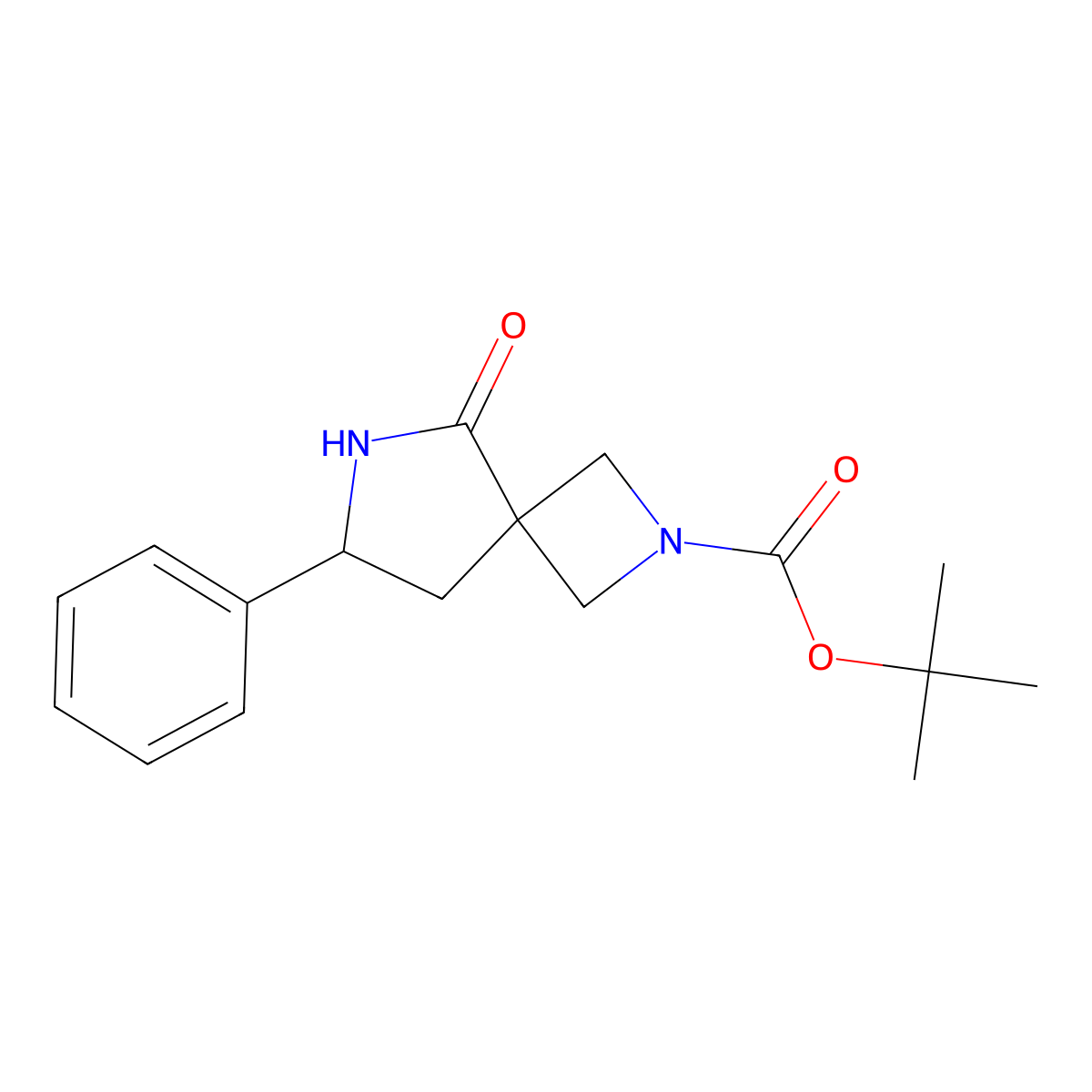 tert-Butyl 5-oxo-7-phenyl-2,6-diazaspiro[3.4]octane-2-carboxylate molecular structure, CAS 1250999-70-2