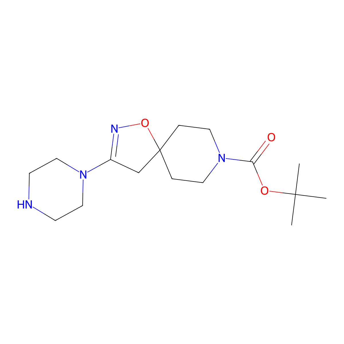 3-Piperazin-1-yl-1-oxa-2,8-diaza-spiro[4.5]dec-2-ene-8-carboxylic acid tert-butyl ester molecular structure, CAS 1250999-82-6