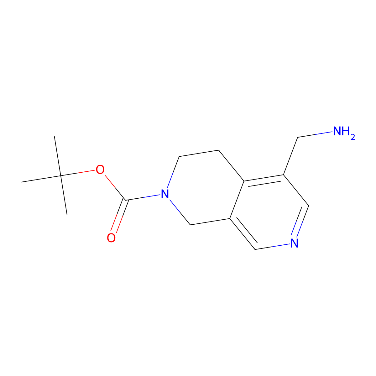 tert-Butyl 5-(aminomethyl)-3,4-dihydro-2,7-naphthyridine-2(1H)-carboxylate molecular structure, CAS 1250999-86-0
