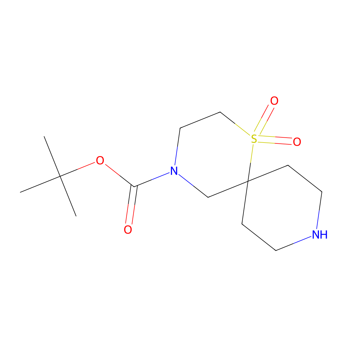 tert-Butyl 1-thia-4,9-diazaspiro[5.5]undecane-4-carboxylate 1,1-dioxide molecular structure, CAS 1250999-89-3