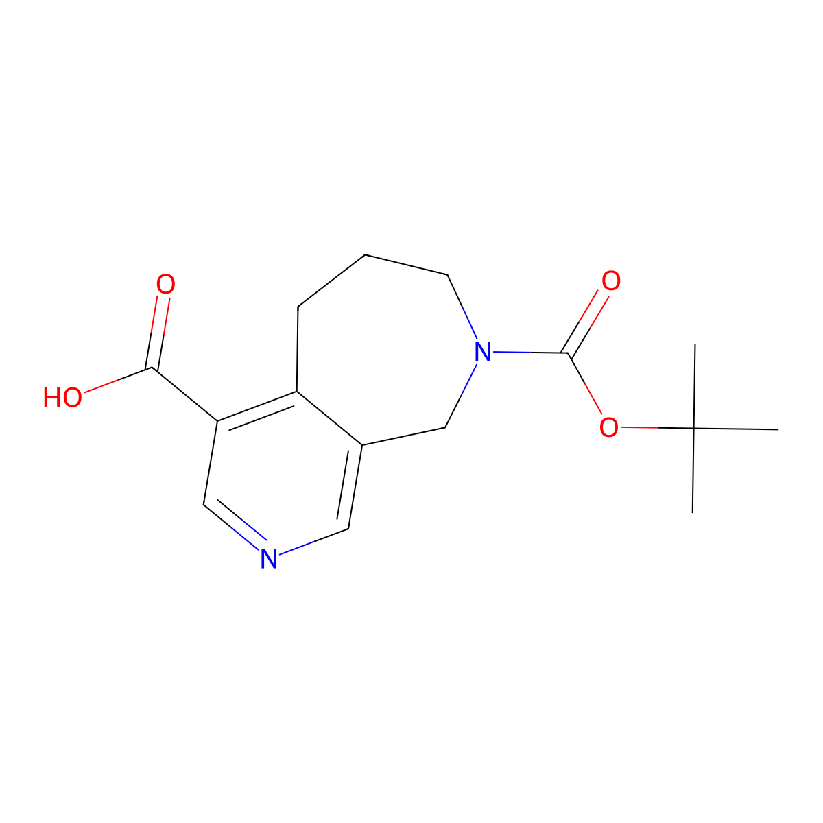 8-(tert-butoxycarbonyl)-6,7,8,9-tetrahydro-5H-pyrido[3,4-c]azepine-4-carboxylic acid molecular structure, CAS 1250999-95-1