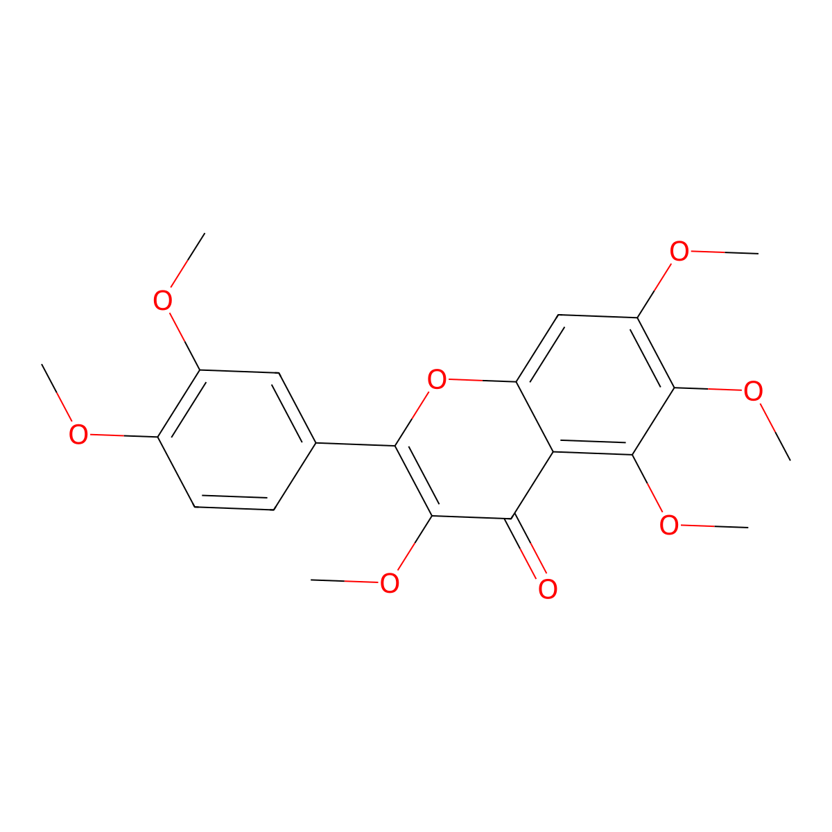 Hexamethylquercetagetin molecular structure, CAS 1251-84-9