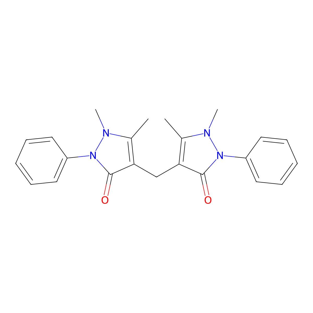 Diantipyrylmethane molecular structure, CAS 1251-85-0