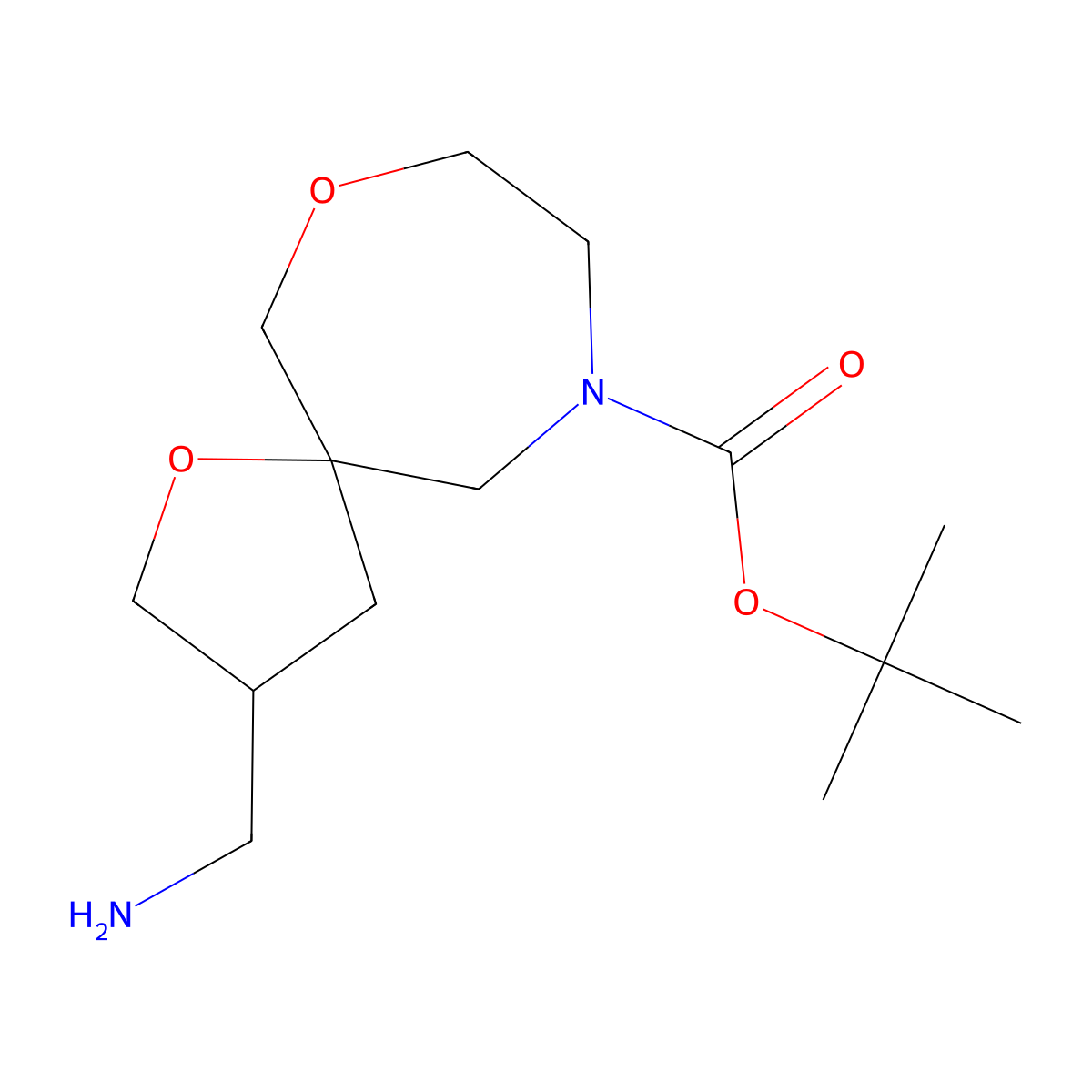 tert-Butyl 3-(aminomethyl)-1,7-dioxa-10-azaspiro[4.6]undecane-10-carboxylate molecular structure, CAS 1251000-10-8