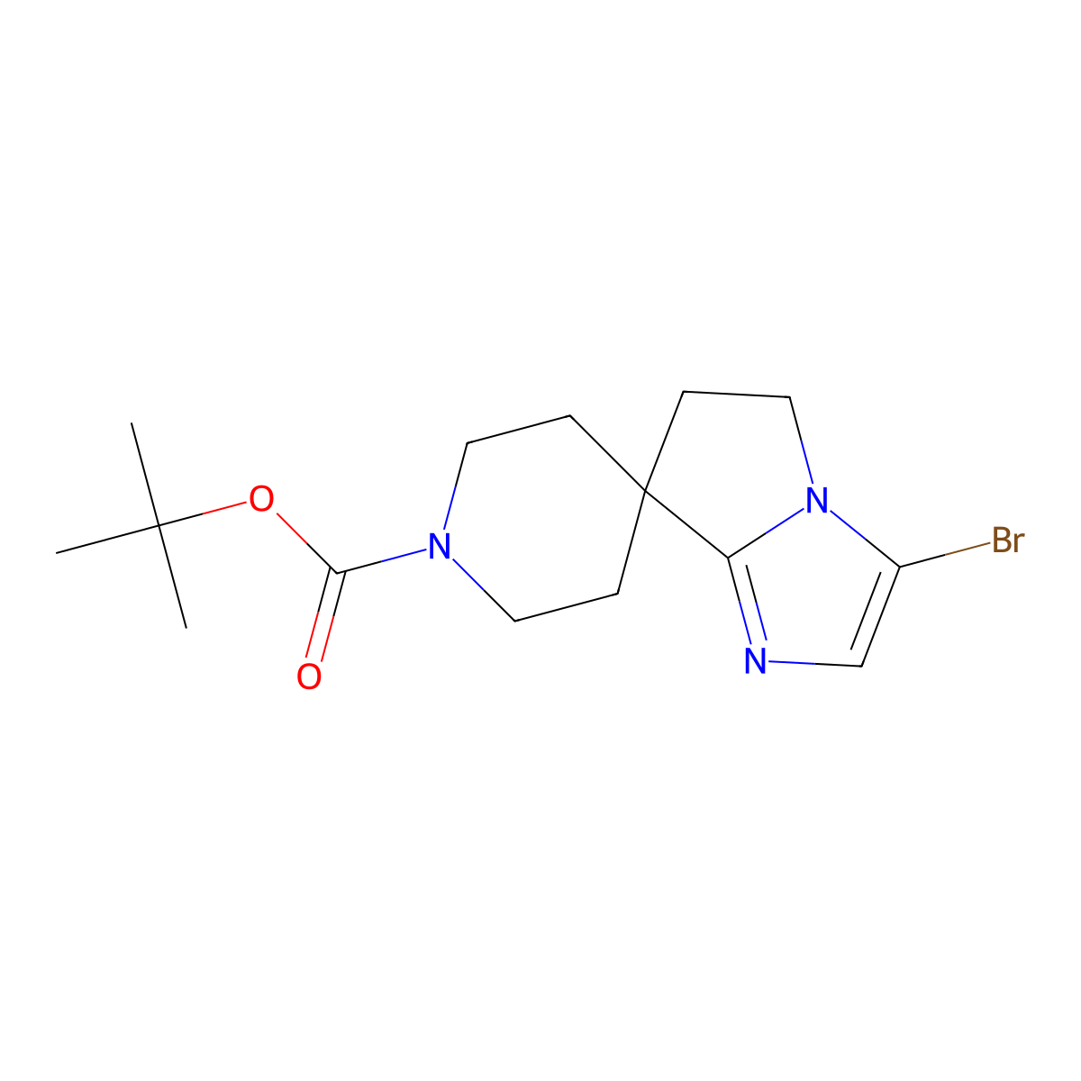 Tert-butyl 3'-bromo-5',6'-dihydrospiro[piperidine-4,7'-pyrrolo[1,2-a]imidazole]-1-carboxylate molecular structure, CAS 1251000-16-4