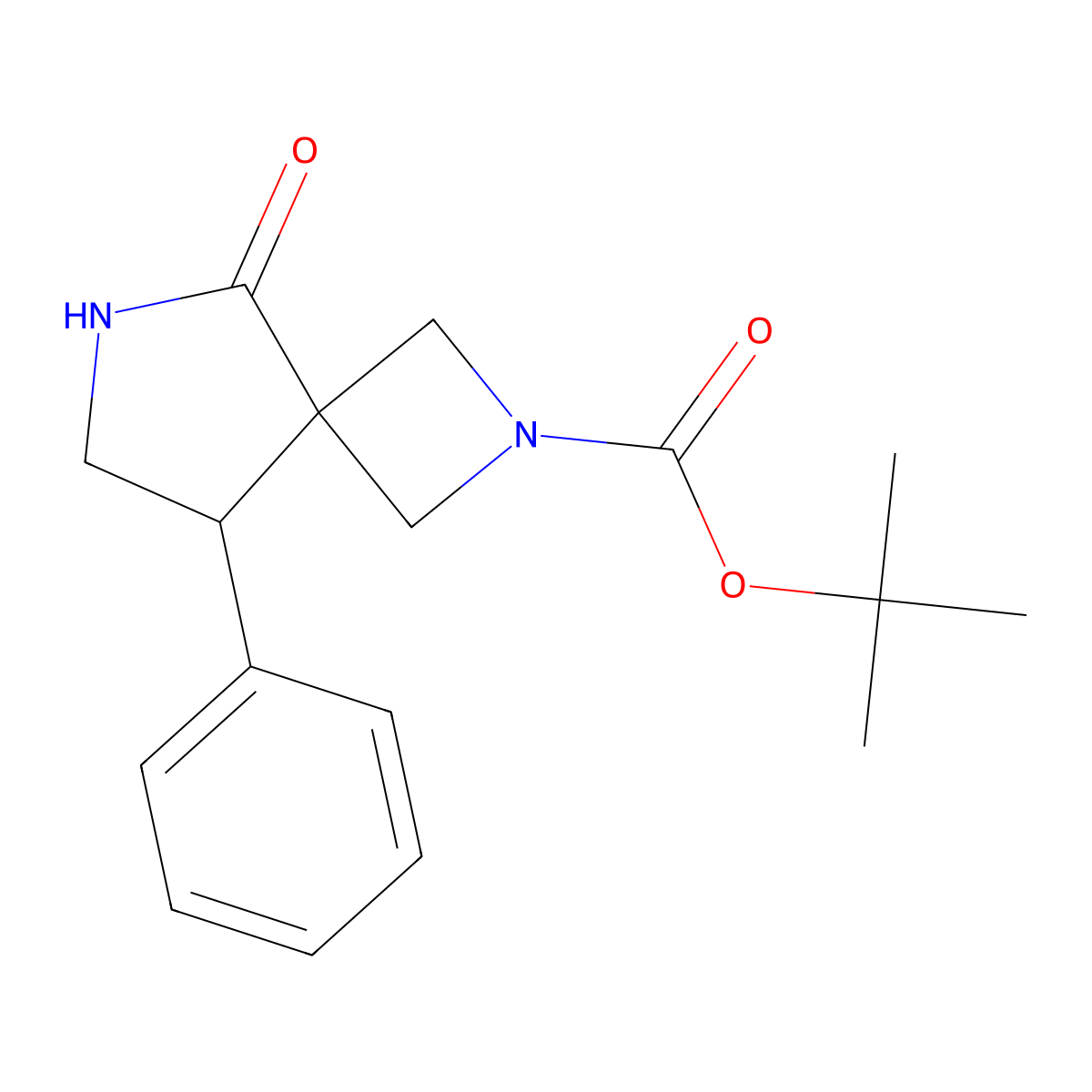 tert-Butyl 5-oxo-8-phenyl-2,6-diazaspiro[3.4]octane-2-carboxylate molecular structure, CAS 1251000-17-5