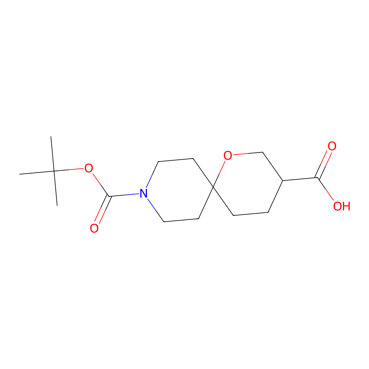 9-(tert-Butoxycarbonyl)-1-oxa-9-azaspiro[5.5]undecane-3-carboxylic acid molecular structure, CAS 1251000-68-6