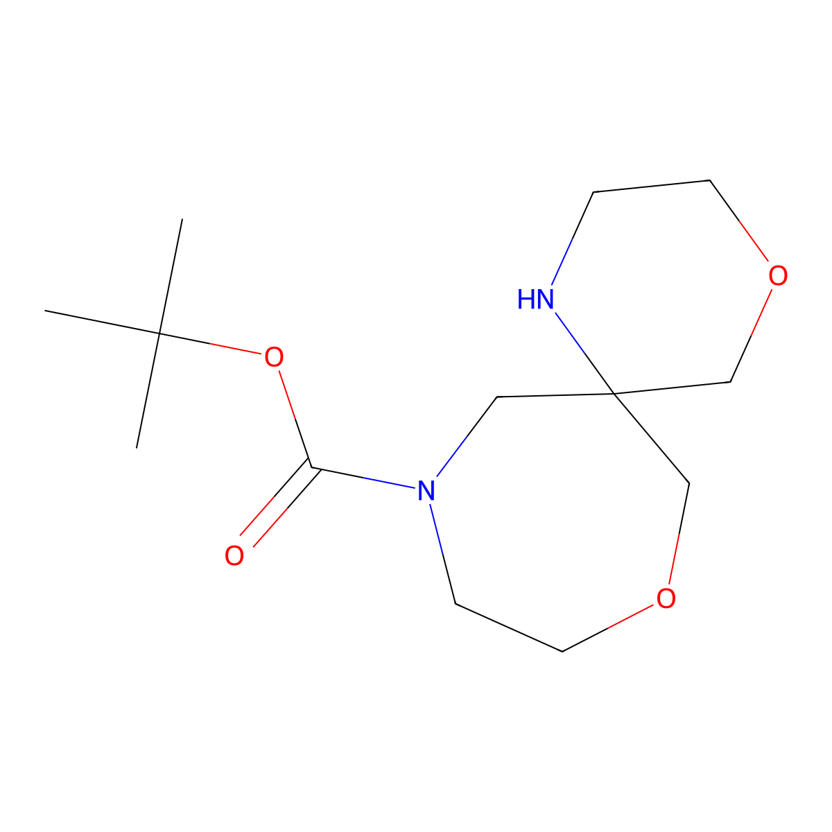 Tert-butyl 4,8-dioxa-1,11-diazaspiro[5.6]dodecane-11-carboxylate molecular structure, CAS 1251000-86-8