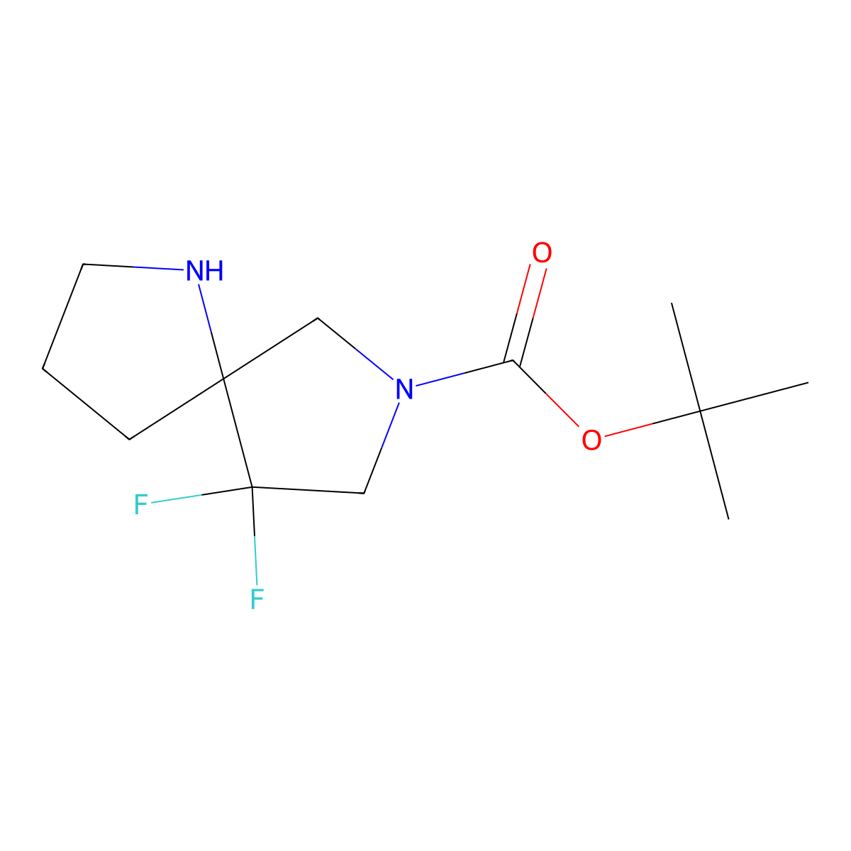 tert-Butyl 9,9-difluoro-1,7-diazaspiro[4.4]nonane-7-carboxylate molecular structure, CAS 1251000-99-3