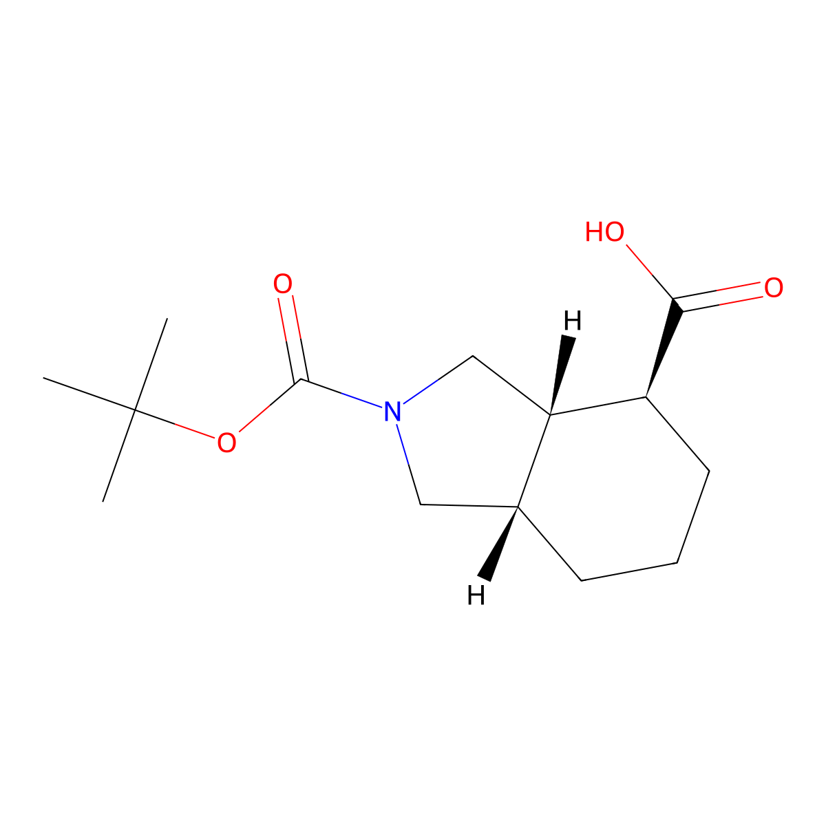 Racemic-(3aS,4S,7aS)-2-(tert-butoxycarbonyl)octahydro-1H-isoindole-4-carboxylic acid molecular structure, CAS 1251001-14-5