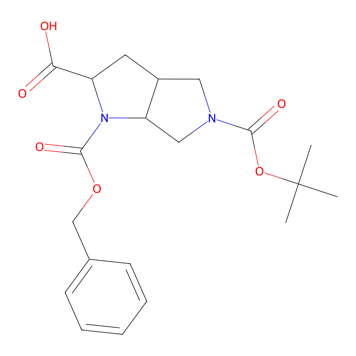 Racemic-(2S,3aS,6aS)-1-((benzyloxy)carbonyl)-5-(tert-butoxycarbonyl)octahydropyrrolo[3,4-b]pyrrole-2-carboxylic acid molecular structure, CAS 1251001-87-2