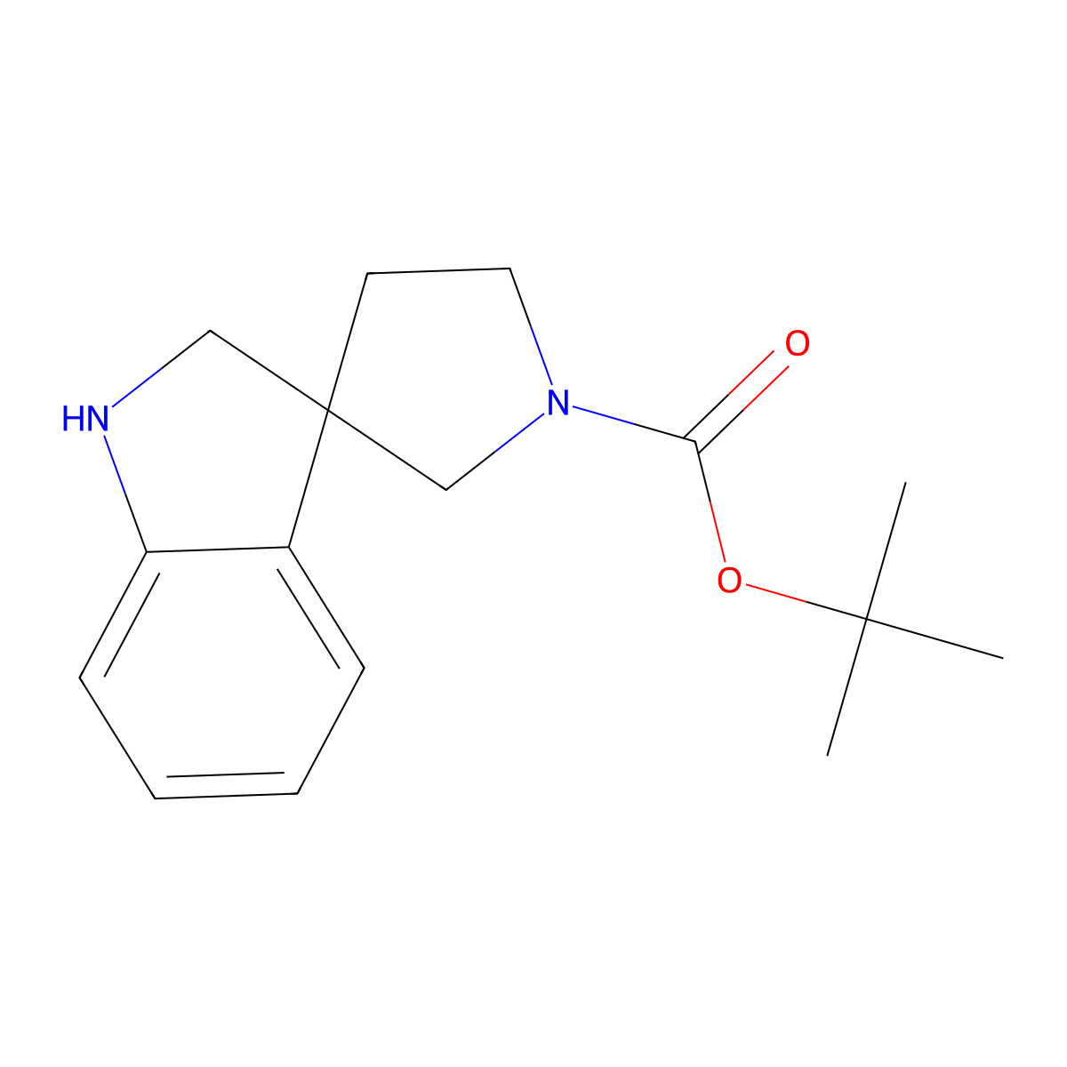 tert-Butyl spiro[indoline-3,3'-pyrrolidine]-1'-carboxylate molecular structure, CAS 1251001-95-2