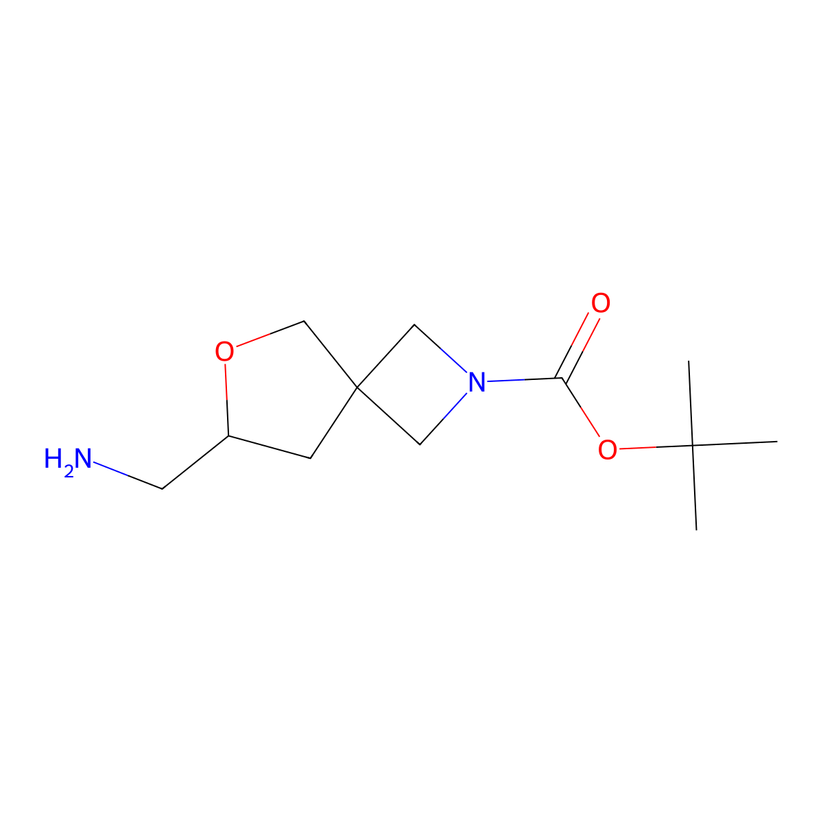 tert-Butyl 7-(aminomethyl)-6-oxa-2-azaspiro[3.4]octane-2-carboxylate molecular structure, CAS 1251002-26-2
