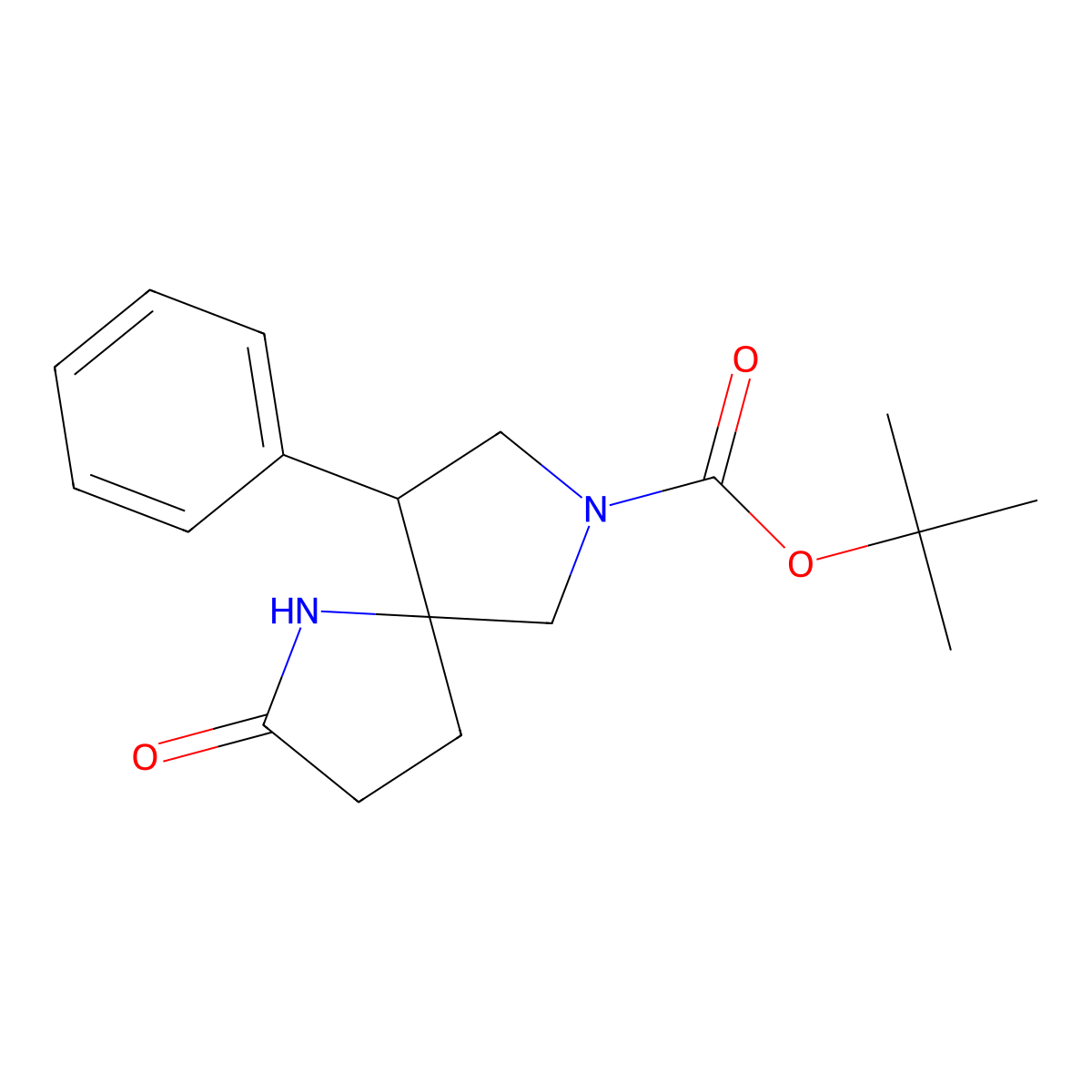 Rcemic-(5S,9S)-Tert-Butyl 2-Oxo-9-Phenyl-1,7-Diazaspiro[4.4]Nonane-7-Carboxylate molecular structure, CAS 1251003-15-2