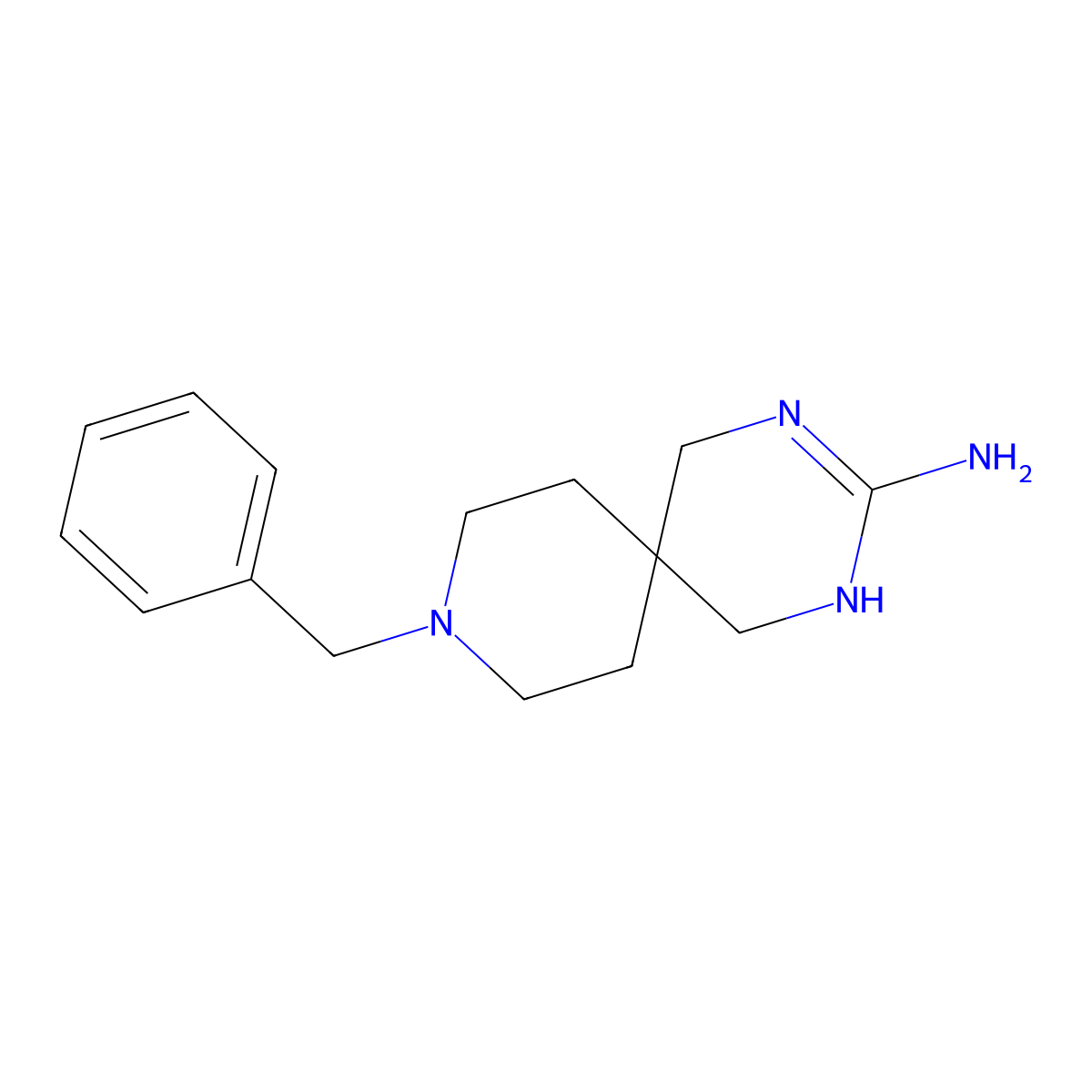 9-Benzyl-2,4,9-triazaspiro[5.5]undec-2-en-3-amine molecular structure, CAS 1251003-44-7