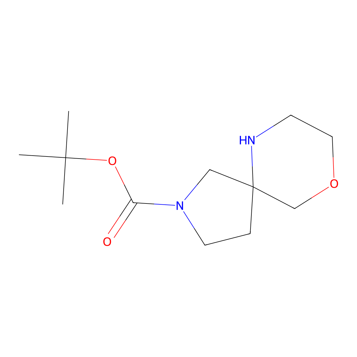 Tert-butyl 9-oxa-2,6-diazaspiro(4.5)decane-2-carboxylate molecular structure, CAS 1251003-79-8