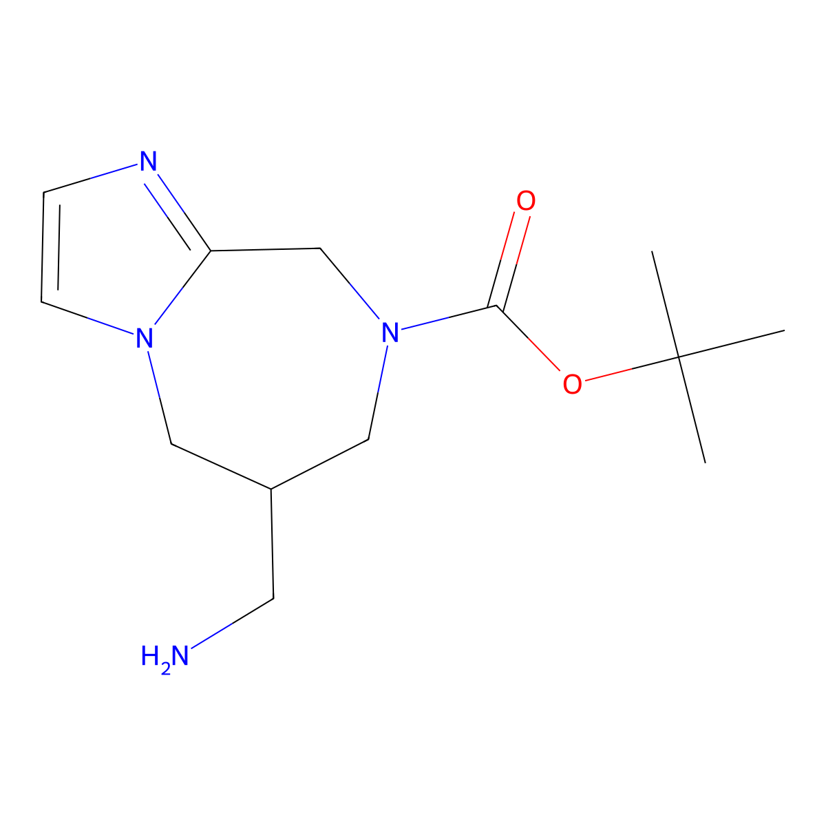 Tert-butyl 6-(aminomethyl)-5,6,7,9-tetrahydroimidazo[1,2-a][1,4]diazepine-8-carboxylate molecular structure, CAS 1251003-87-8