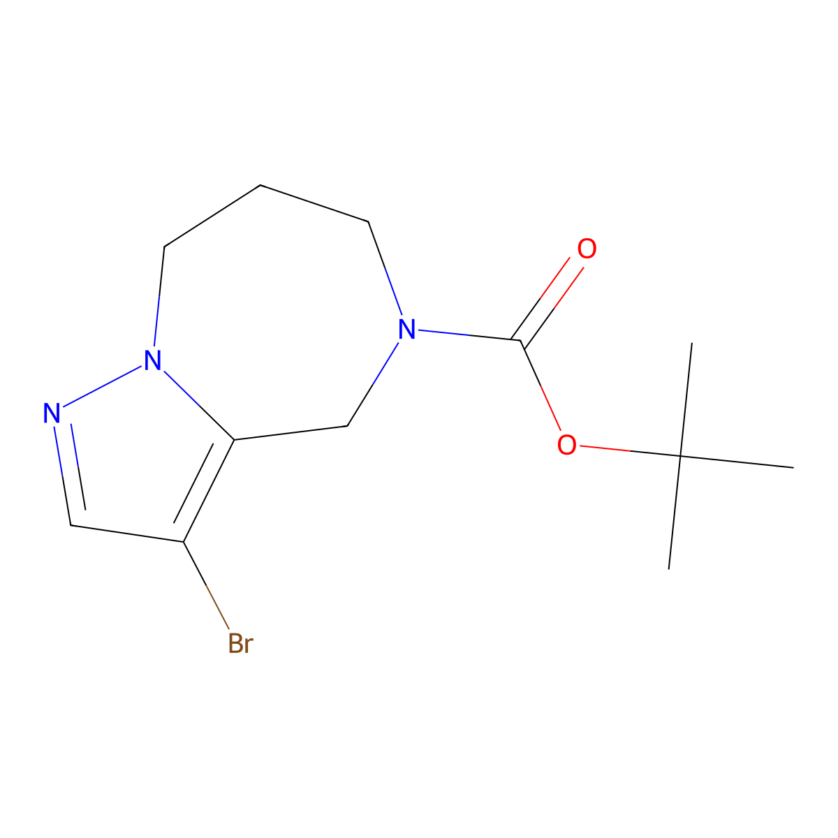 tert-butyl 3-bromo-7,8-dihydro-4H-pyrazolo[1,5-a][1,4]diazepine-5(6H)-carboxylate molecular structure, CAS 1251003-95-8