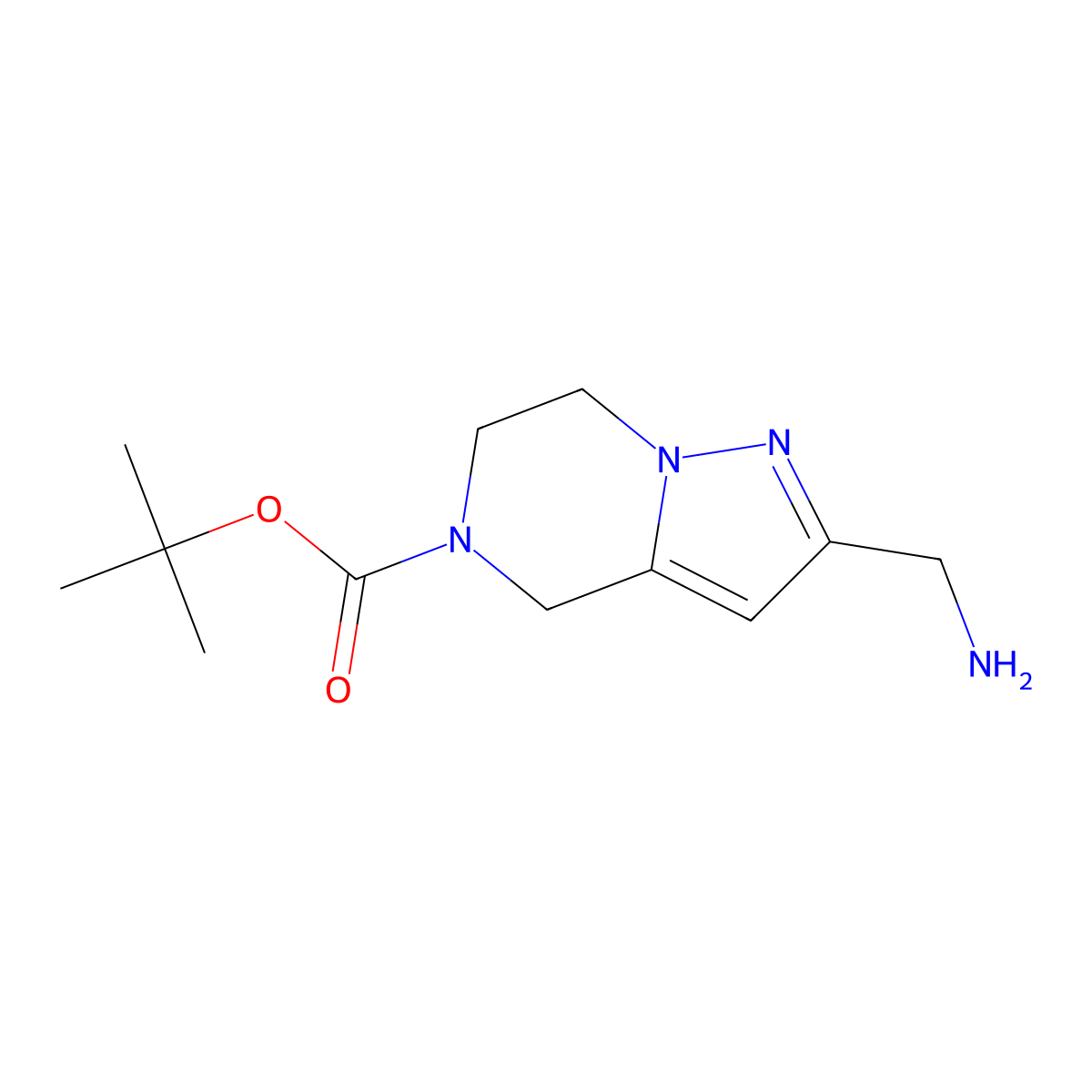 tert-butyl 2-(aminomethyl)-4H,5H,6H,7H-pyrazolo(1,5-a)pyrazine-5-carboxylate molecular structure, CAS 1251005-43-2