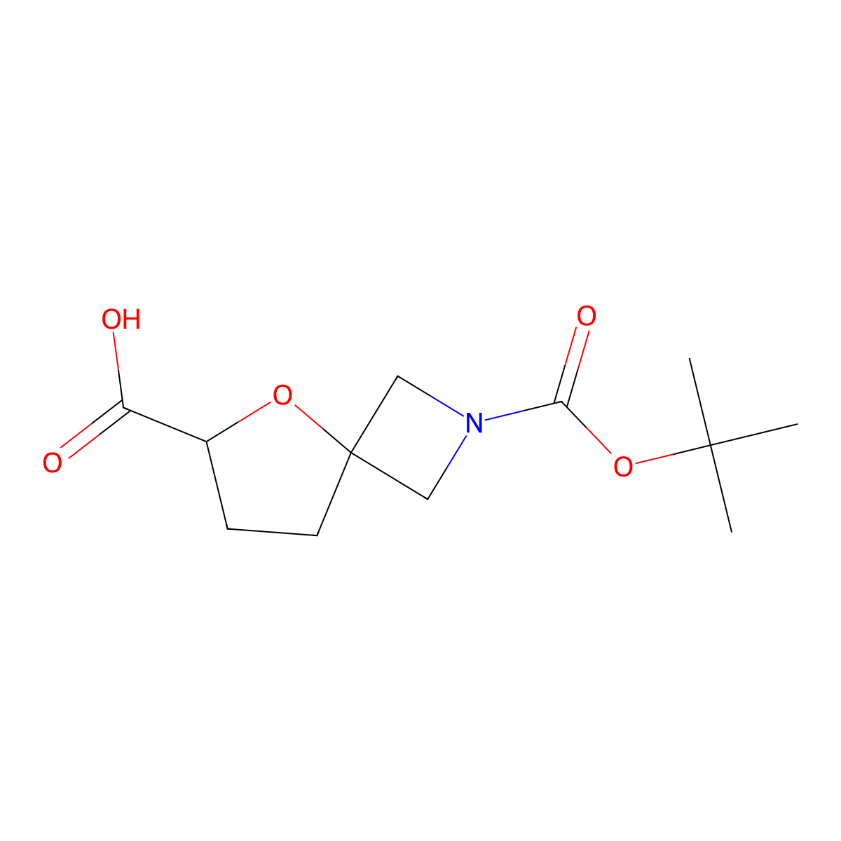 2-((Tert-butoxy)carbonyl)-5-oxa-2-azaspiro(3.4)octane-6-carboxylic acid molecular structure, CAS 1251006-00-4