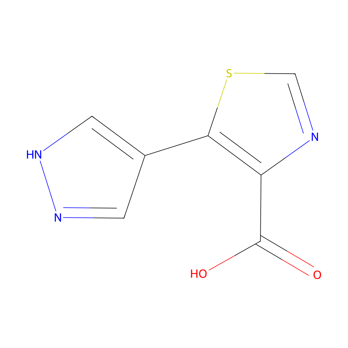 5-(1H-pyrazol-4-yl)-1,3-thiazole-4-carboxylic acid molecular structure, CAS 1251006-29-7