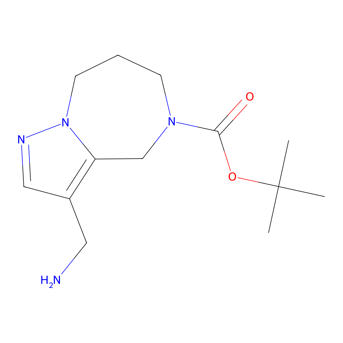4H-Pyrazolo[1,5-a][1,4]diazepine-5(6H)-carboxylic acid, 3-(aminomethyl)-7,8-dihydro-, 1,1-dimethylethyl ester molecular structure, CAS 1251006-38-8