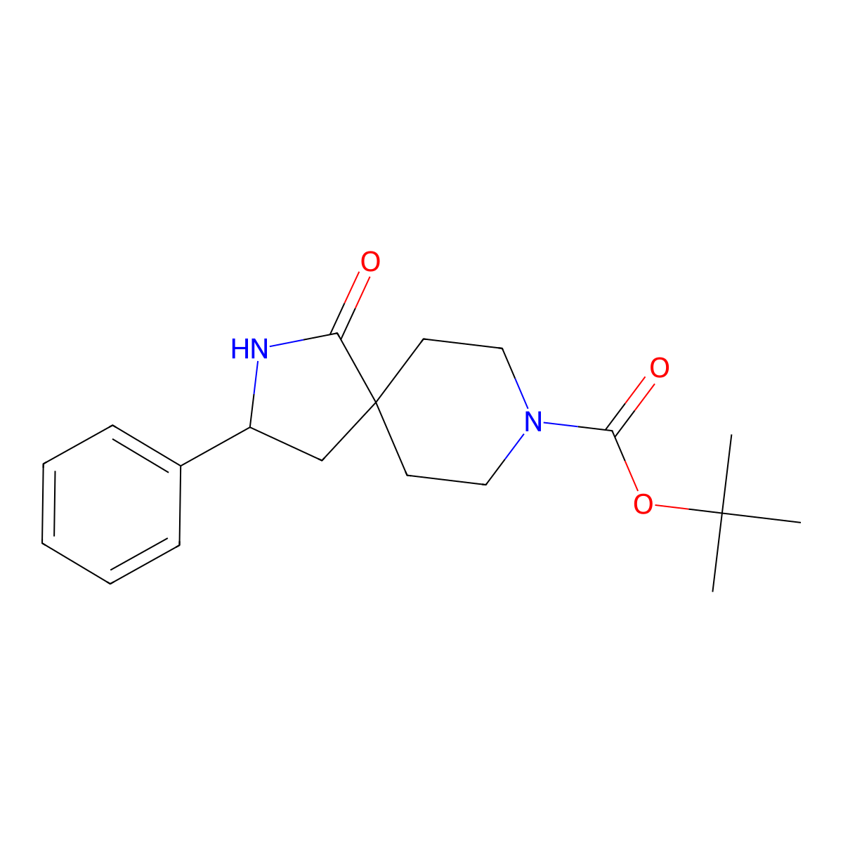 Tert-butyl 1-oxo-3-phenyl-2,8-diazaspiro[4.5]decane-8-carboxylate molecular structure, CAS 1251006-54-8