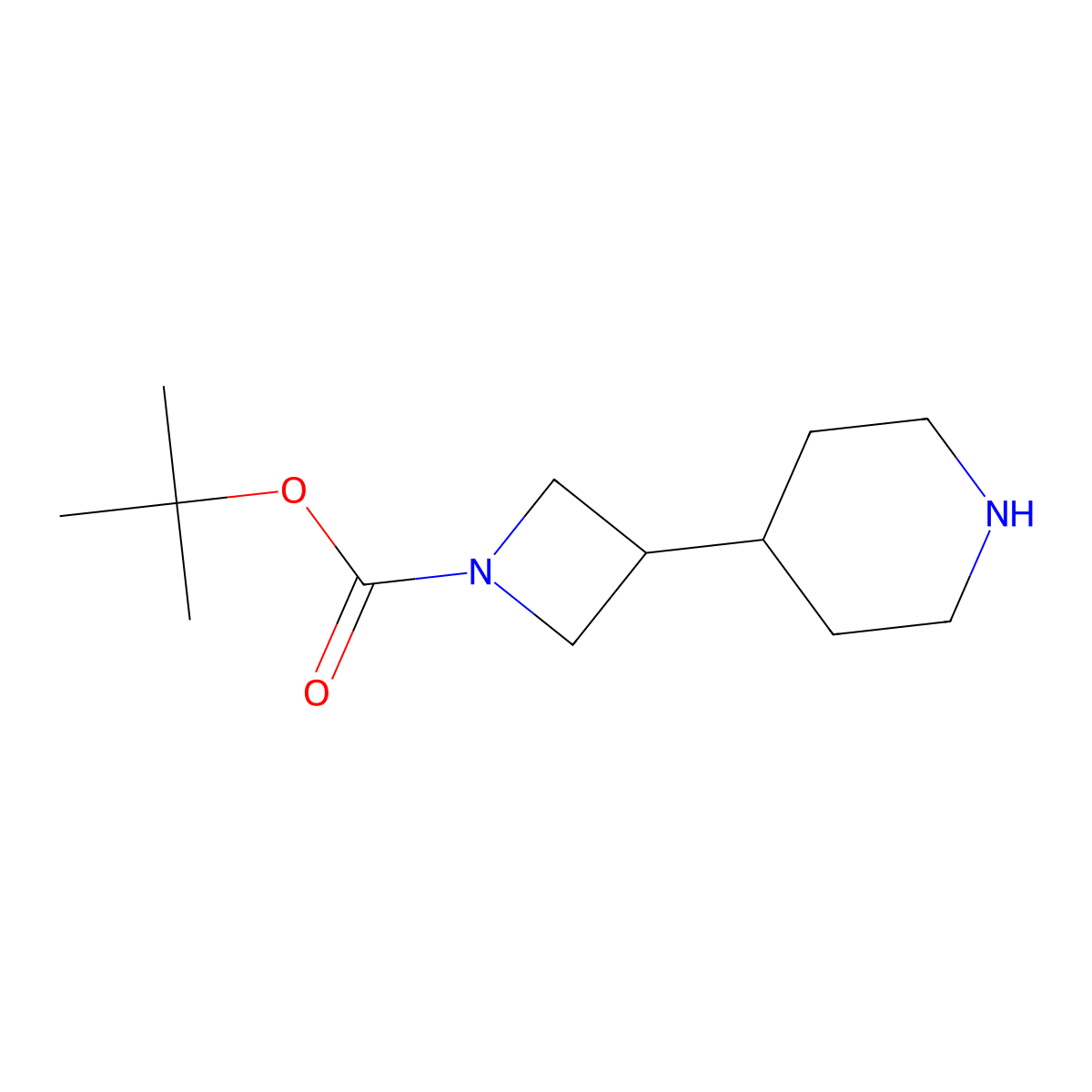 tert-Butyl 3-(piperidin-4-yl)azetidine-1-carboxylate molecular structure, CAS 1251006-64-0