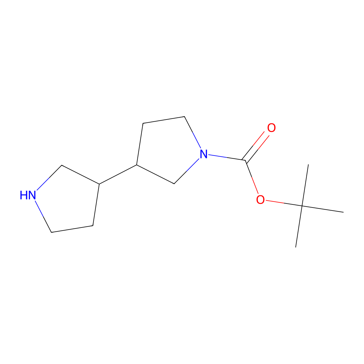 Tert-butyl (3,3'-bipyrrolidine)-1-carboxylate molecular structure, CAS 1251007-00-7