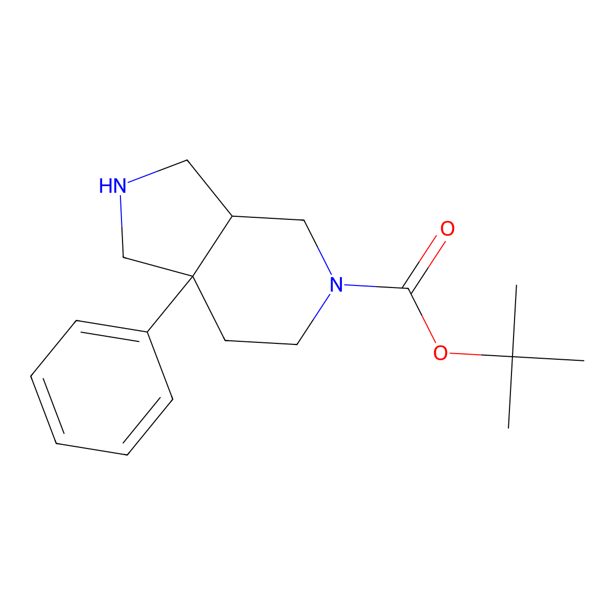 tert-butyl 7a-phenylhexahydro-1H-pyrrolo[3,4-c]pyridine-5(6H)-carboxylate molecular structure, CAS 1251007-41-6